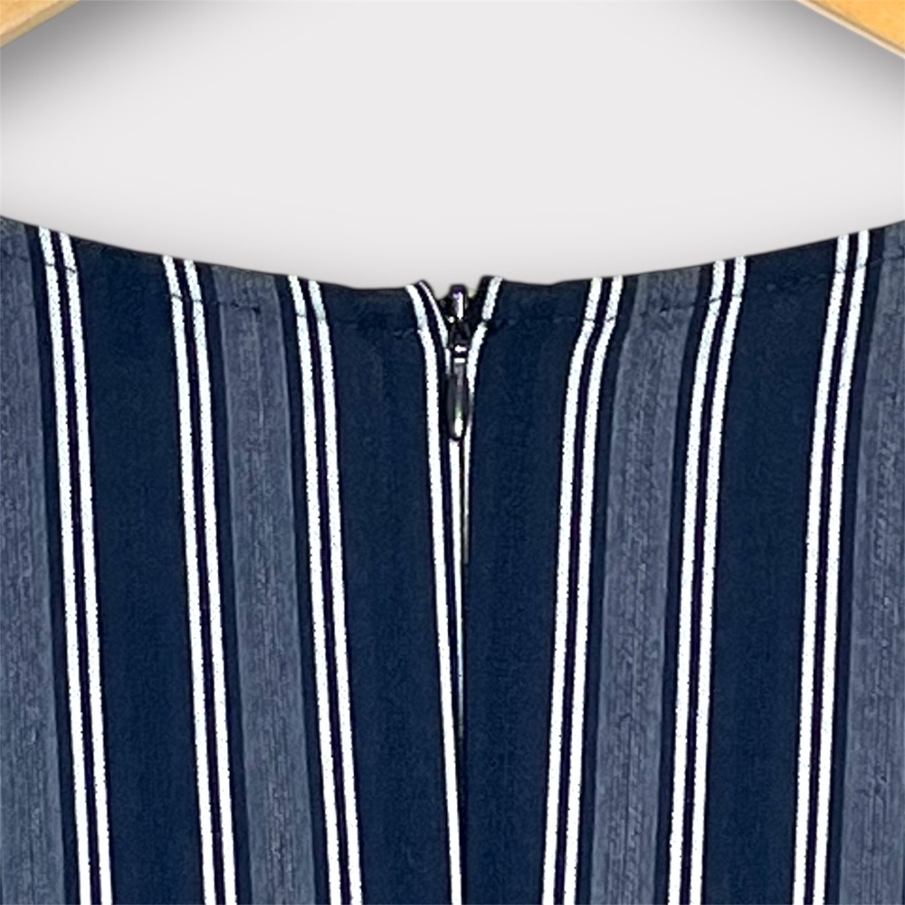 Banana Republic Navy Stripe Ruffled Bell Sleeve Shift Dress - Picture 6 of 11